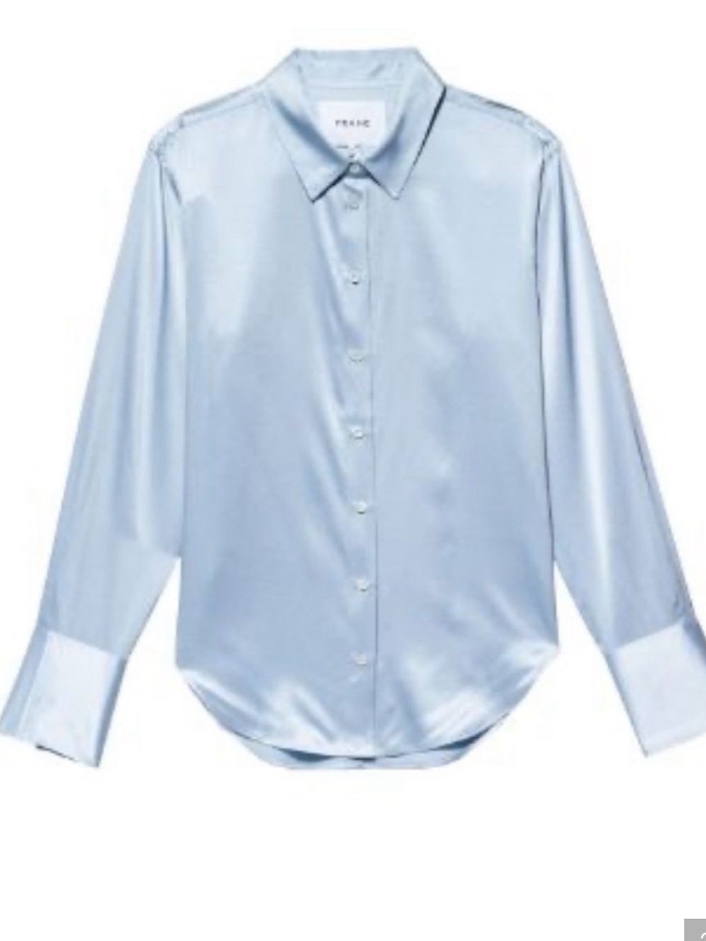 Frame The Standard Women's Stretch Silk French Cuff Button-Up Blue Blouse NWT - Picture 5 of 14